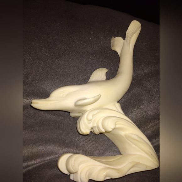 Alabaster Hand Crafted Dolphin 6X7 in. Tall. - Picture 3 of 3